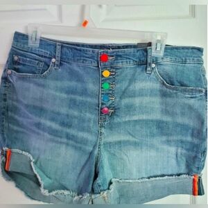 [Size 16] Torrid ~Rainbow Colors Button Fly - Stretch Cuffed Hem Shorts🌈